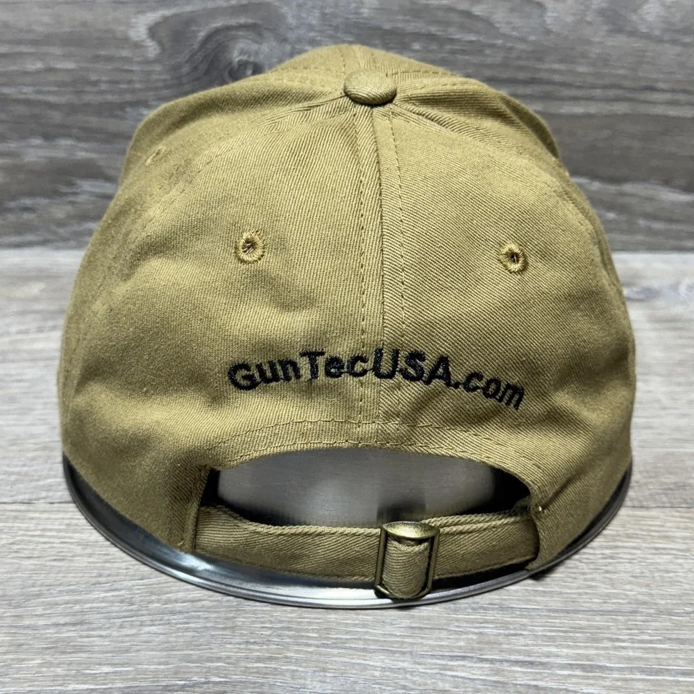 Guntec USA Hat Cap‎ Strap Back Mens Khaki Black Patch Embroidered Advertising